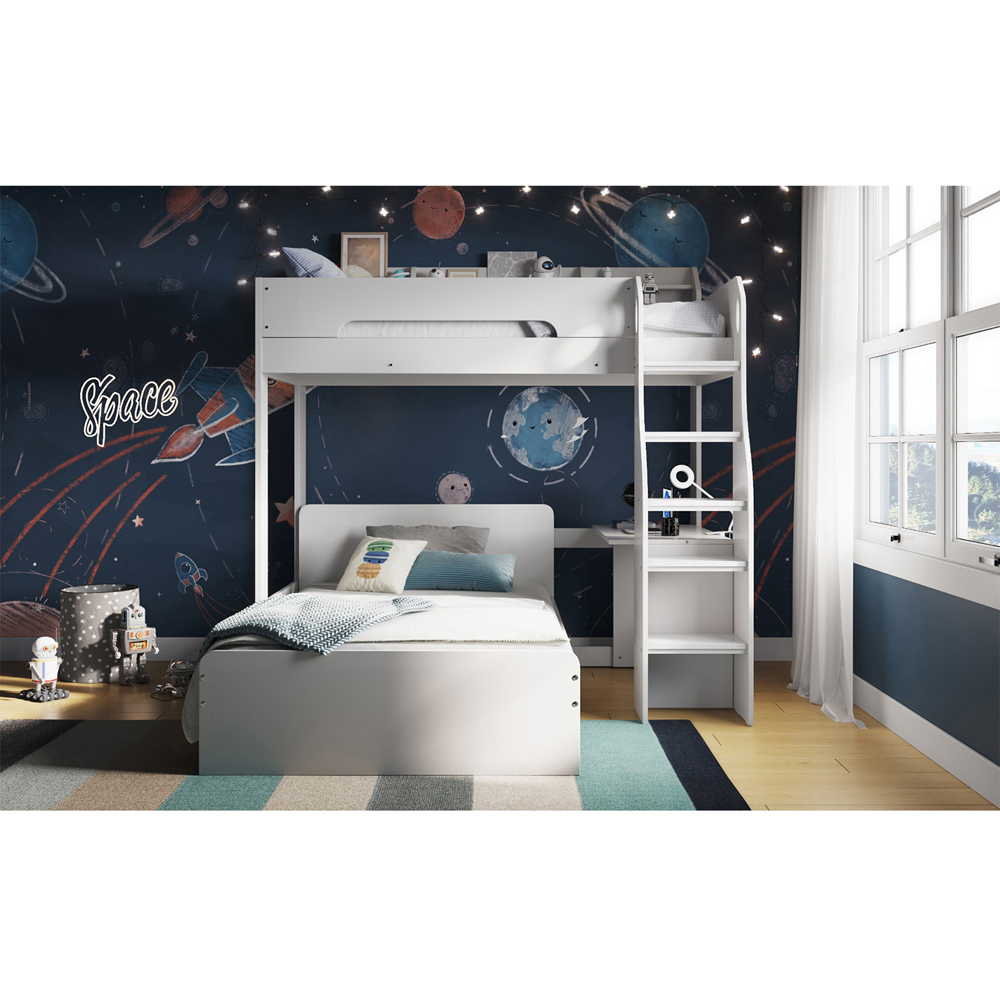 Flair Cosmic White Wooden L Shaped Triple Bunk Bed Image 3