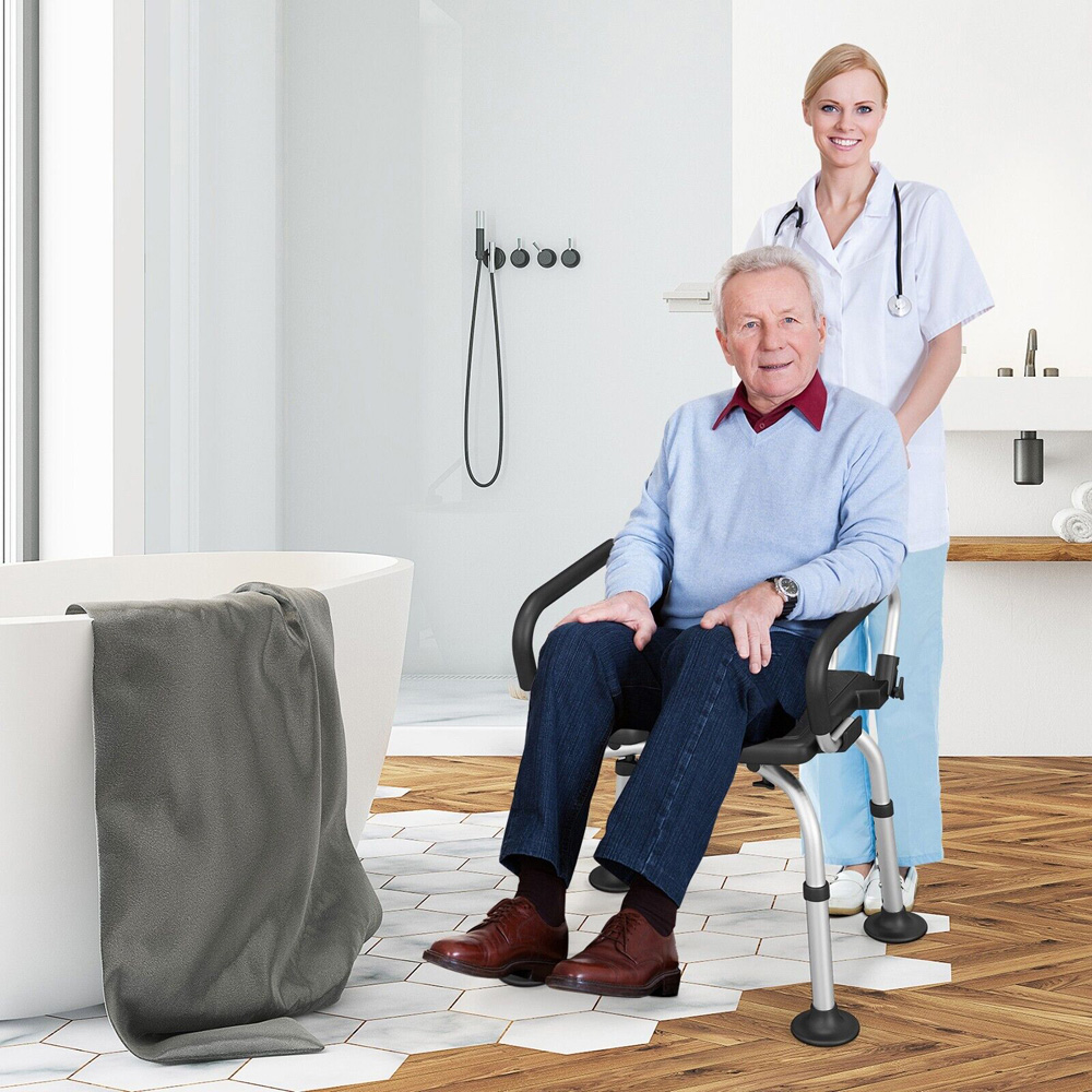 Costway Black Height Adjustable Shower Chair Image 3