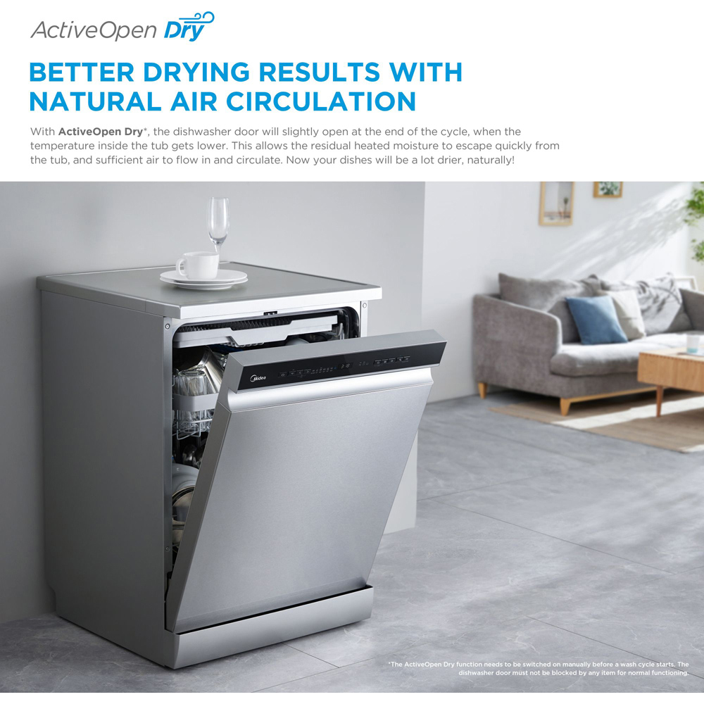 Midea MDWEF1034DXD Silver 10 Place Slim Freestanding Dishwasher Image 7