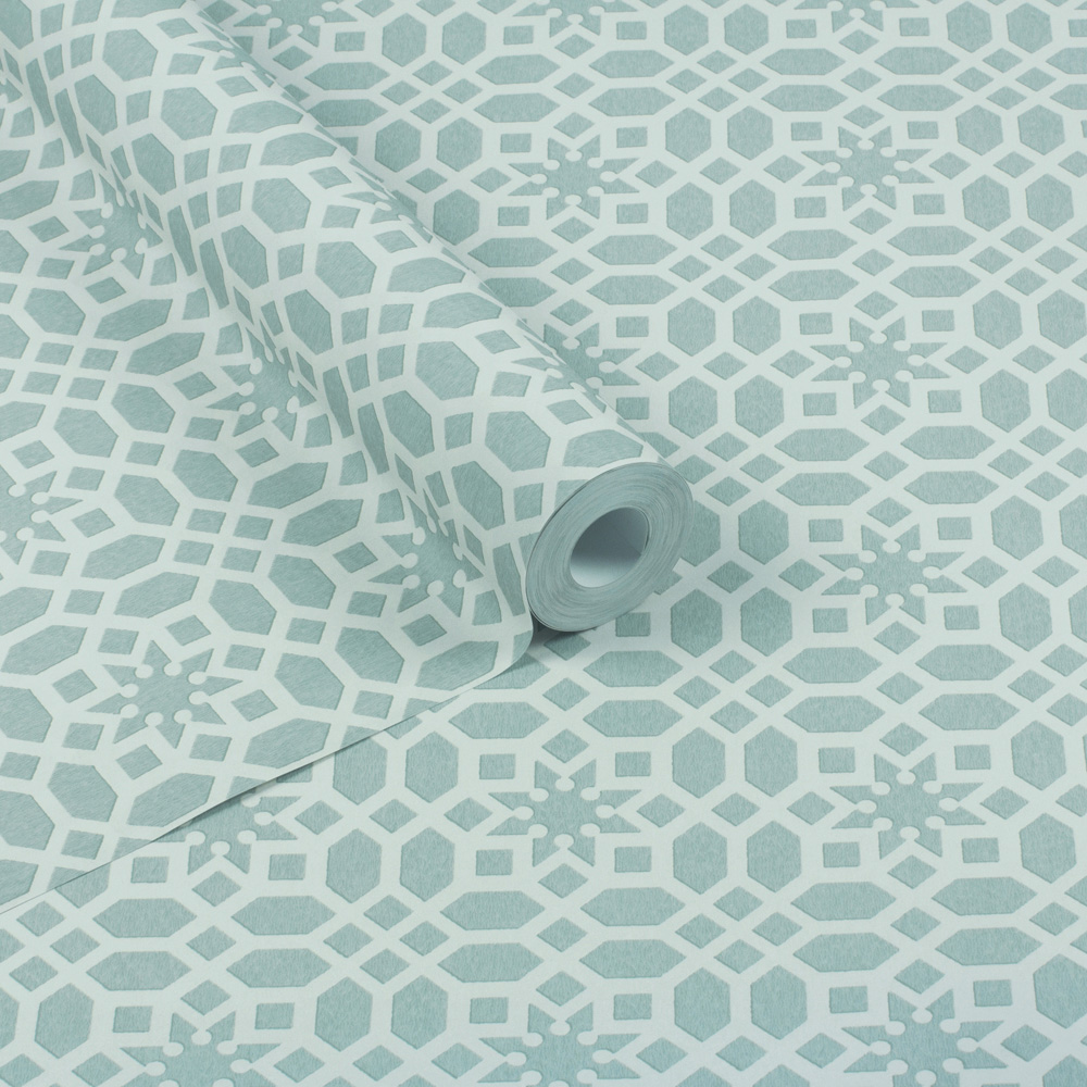 RHS Star Trellis Soft Blue Wallpaper Image 2