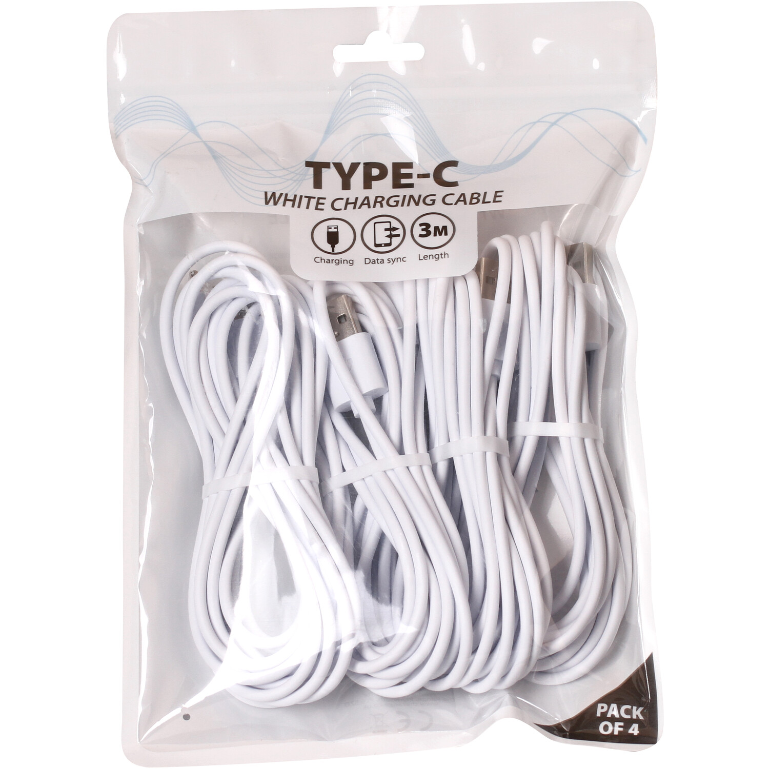 Pack of 4 Type-C White Charging Cables Image