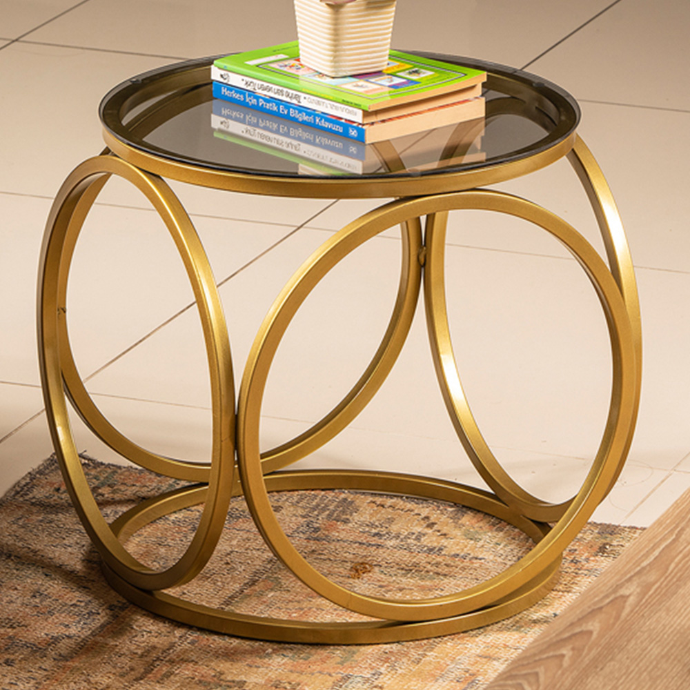 Decorotika Mimo Gold Metal and Glass Coffee Table Image 1