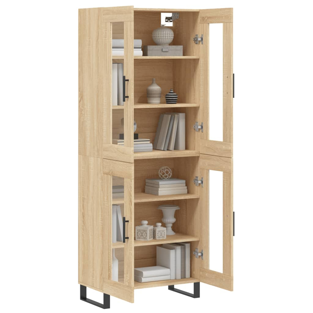 vidaXL 4 Glass Door Sonoma Oak Highboard Image 3