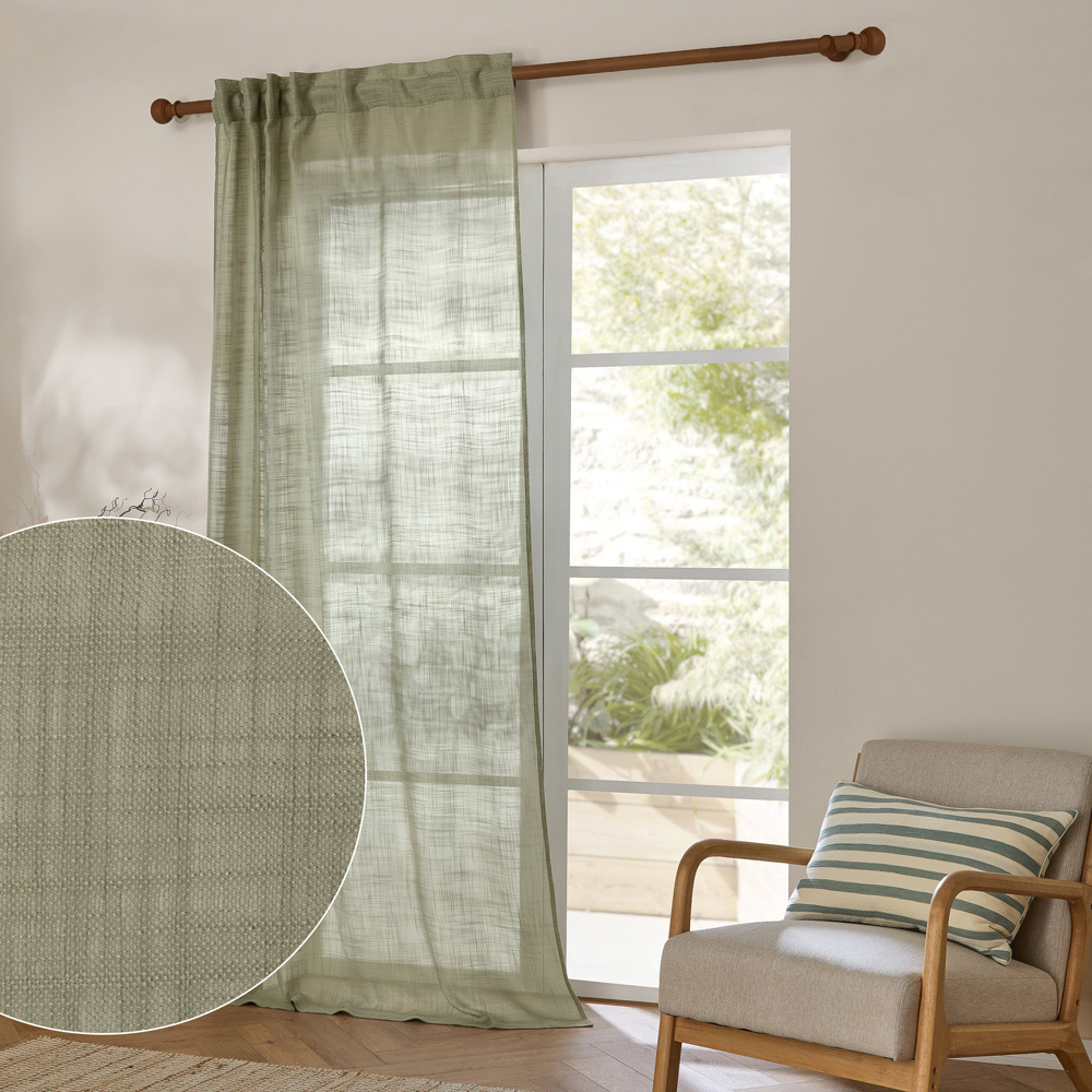 Yard Cirrus Eucalyptus Woven Sheer Curtain Panel 140 x 250cm Image 2