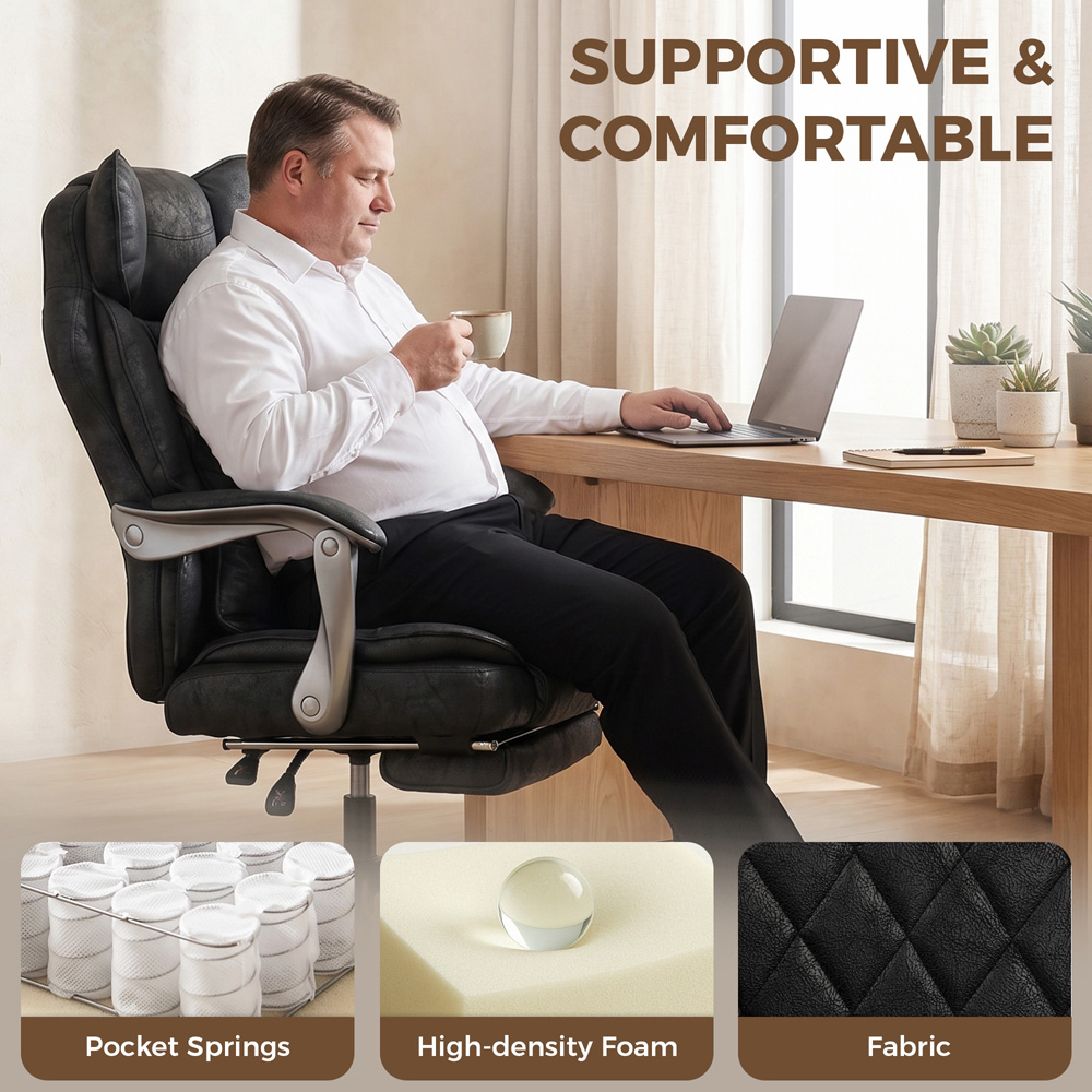 HOMCOM Black Big and Tall Office Chair with Lumbar Support Image 6