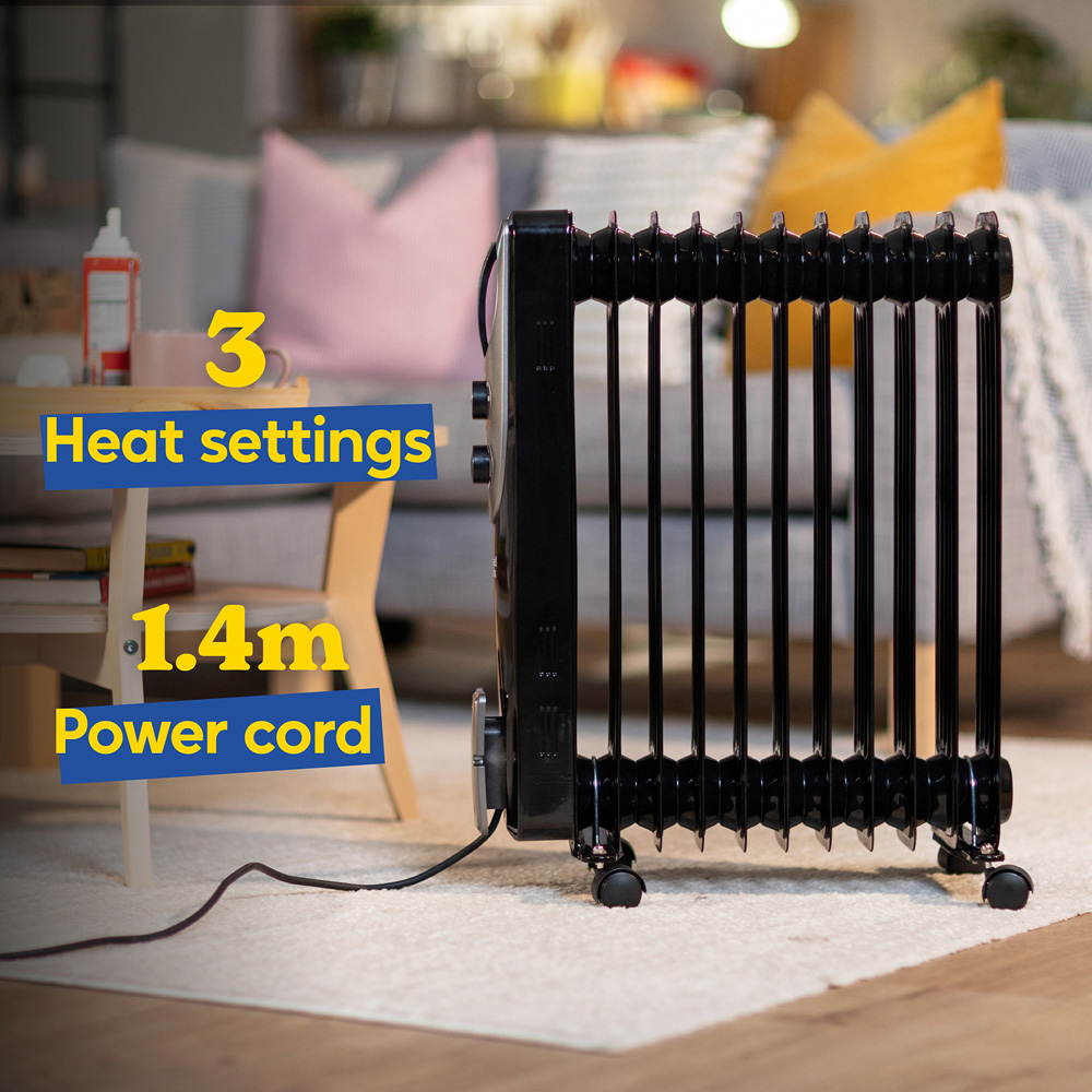 Russell Hobbs Black 11-Fin Oil Filled Radiator 2500W Image 5