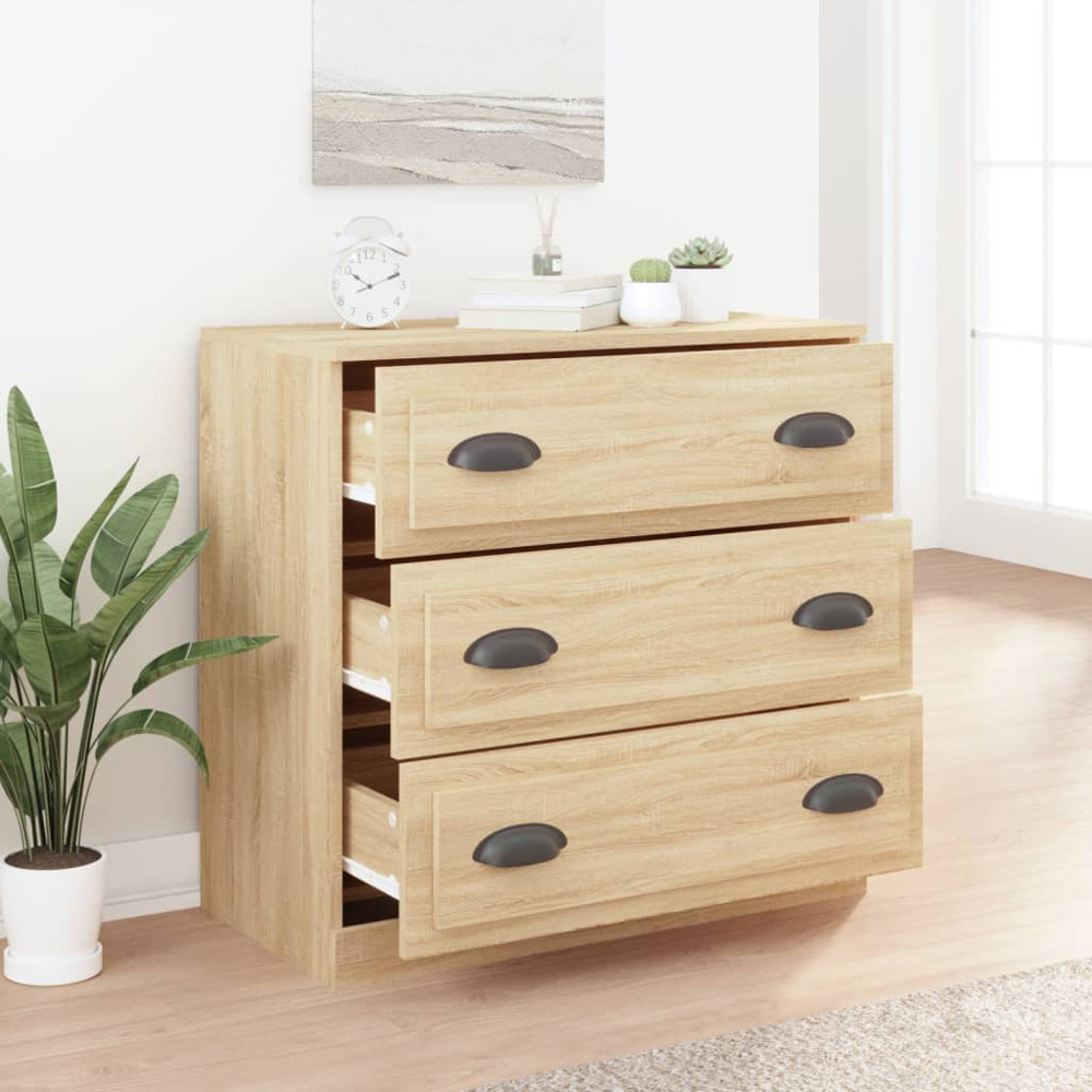 vidaXL 3 Drawer Sonoma Oak Sideboard Image 8