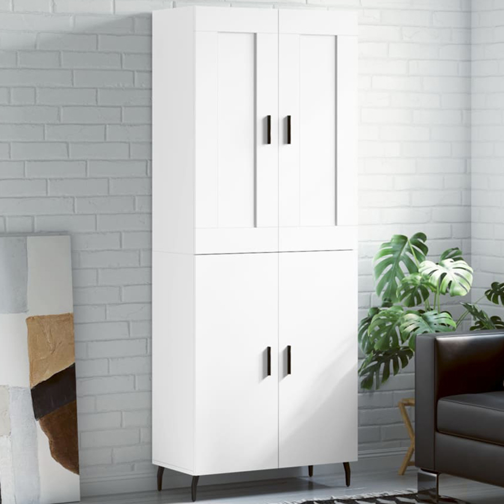 vidaXL 4 Door White Highboard Image 1