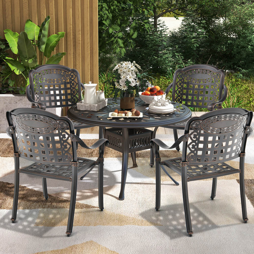 Costway Bronze Cast Aluminium Bistro Chair Set of 2 Image 3