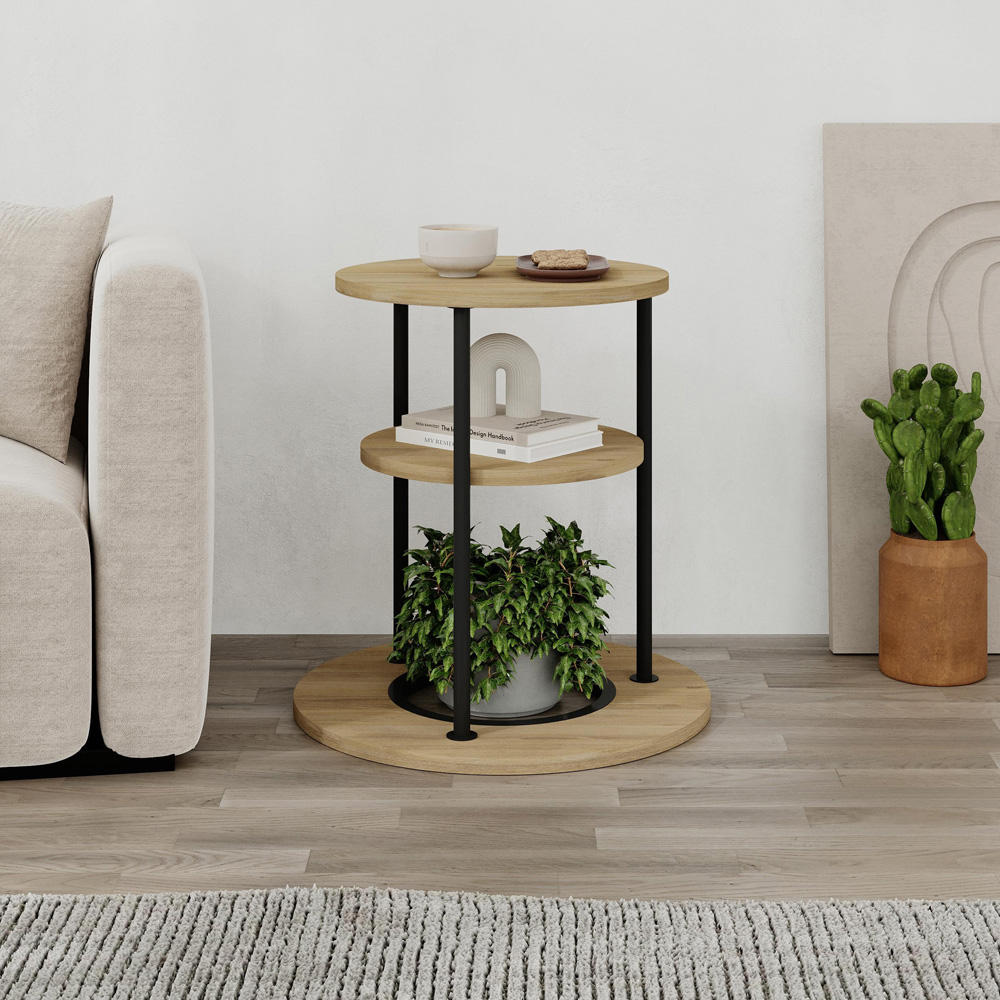 Decortie Grova 3-Tier Sapphire Oak Side Table Image 5