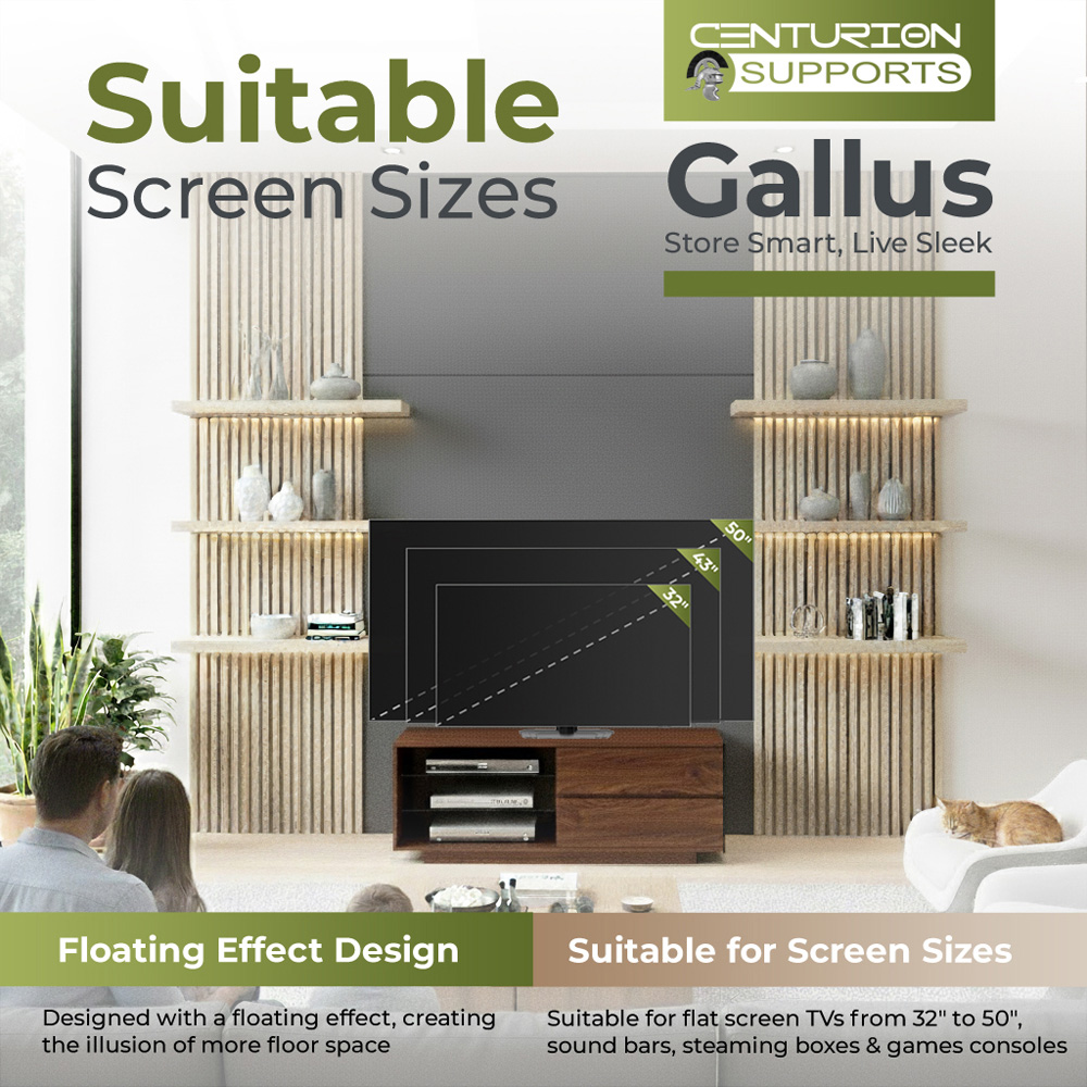Centurion Supports Gallus 2 Drawer 3 Shelf Premium Walnut TV Unit Image 3