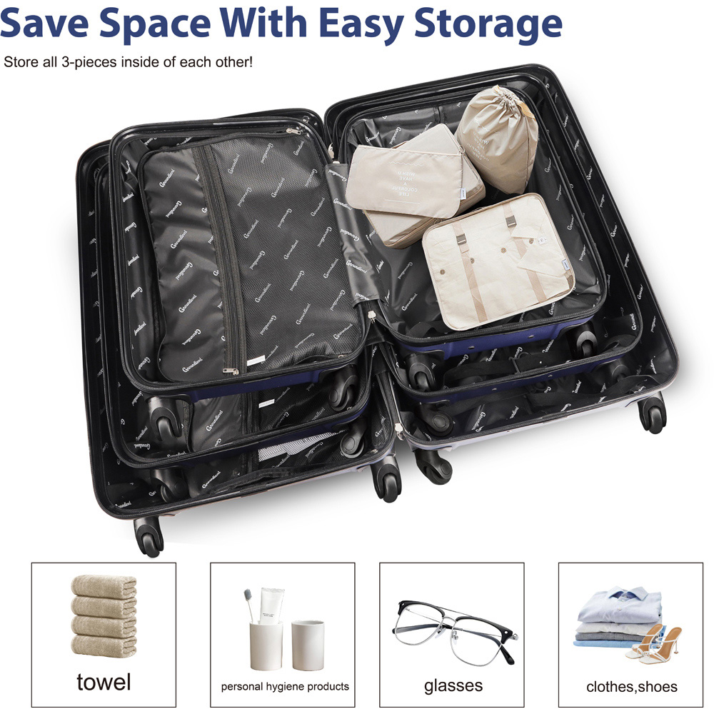 Groundlevel Infinity Set of 3 Blue Luggage Suitcase Image 2