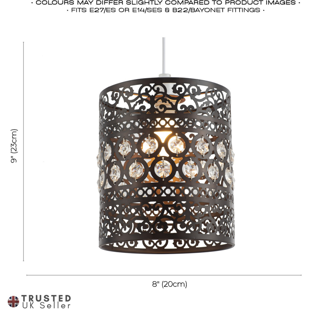 Happy Homewares Ornate Bronze Clear Acrylic Droplets Pendant Shade Image 7