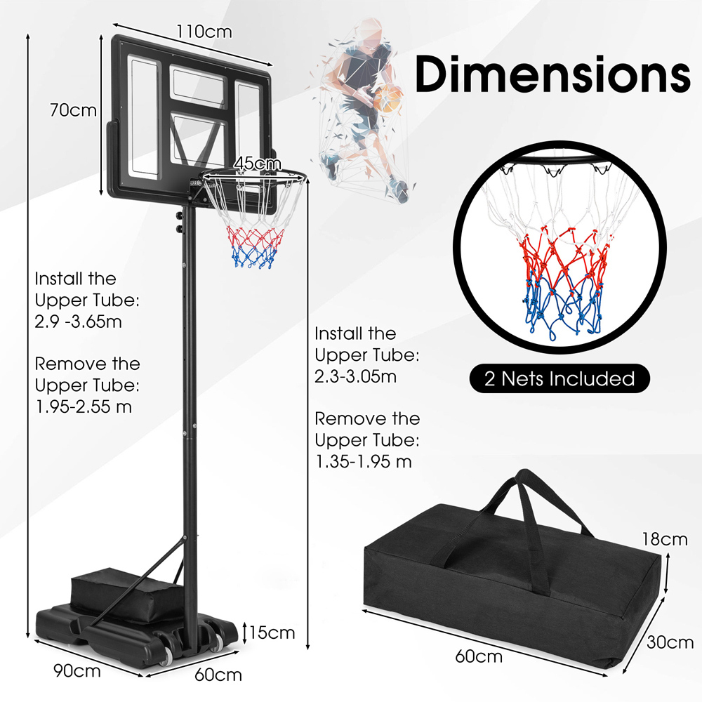 Costway 11 Level Adjustable Portable Basketball Hoop Image 9
