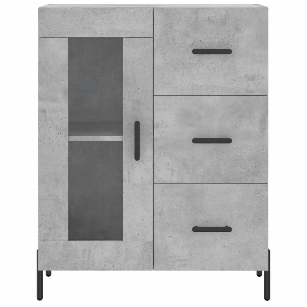 vidaXL Single Glass Door 3 Drawer 3 Shelf Concrete Grey Tall Highboard Image 8