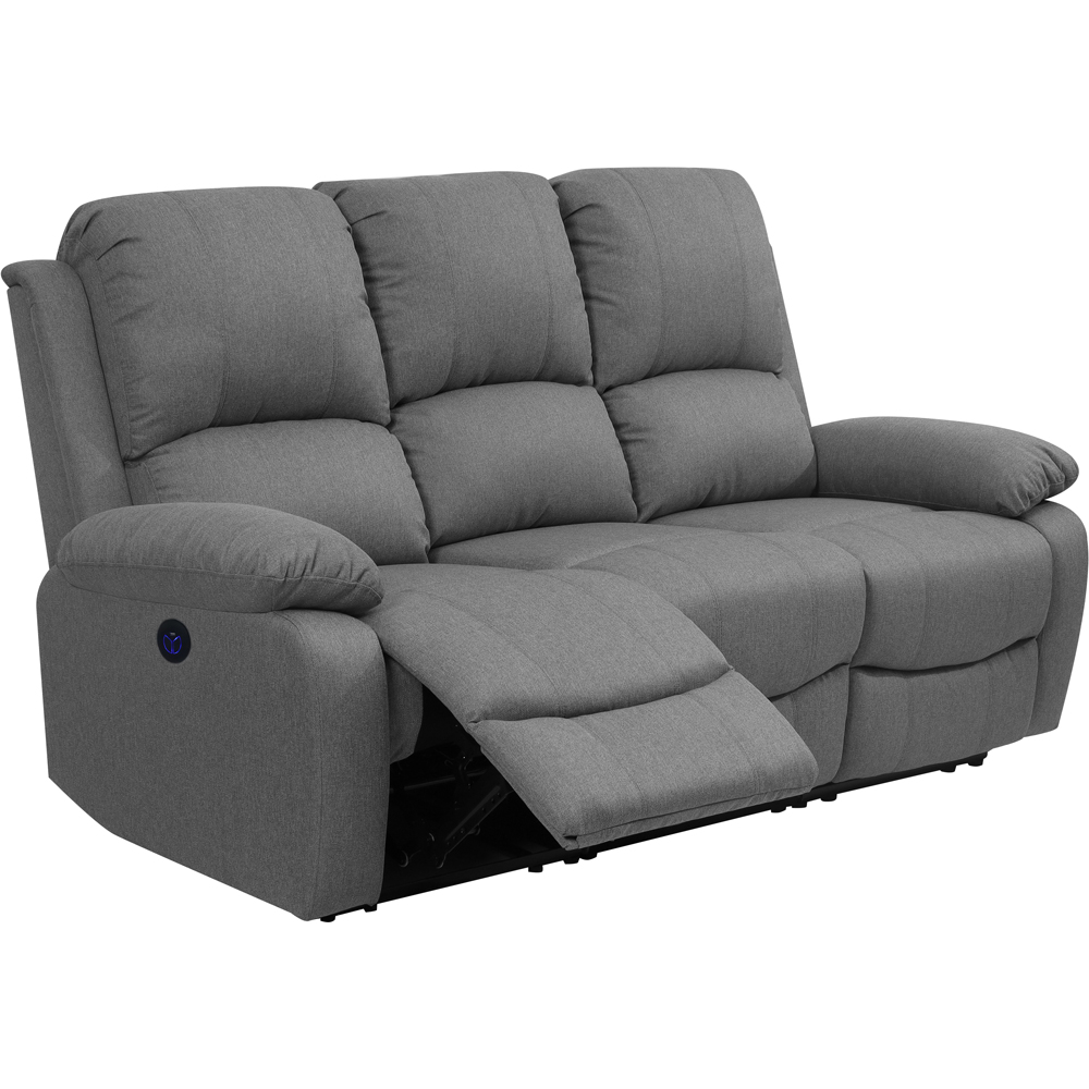 Comfy Living 3 Seater Light Grey Linen Electric Recliner Sofa Image 2