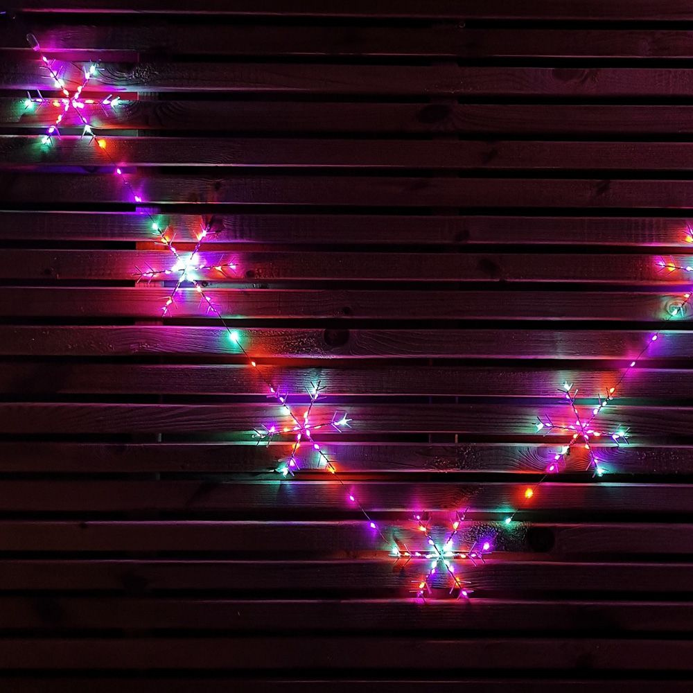 Samuel Alexander 258 Rainbow Snowflake LED Christmas Curtain Light 2.6m 10 Pack Image 1