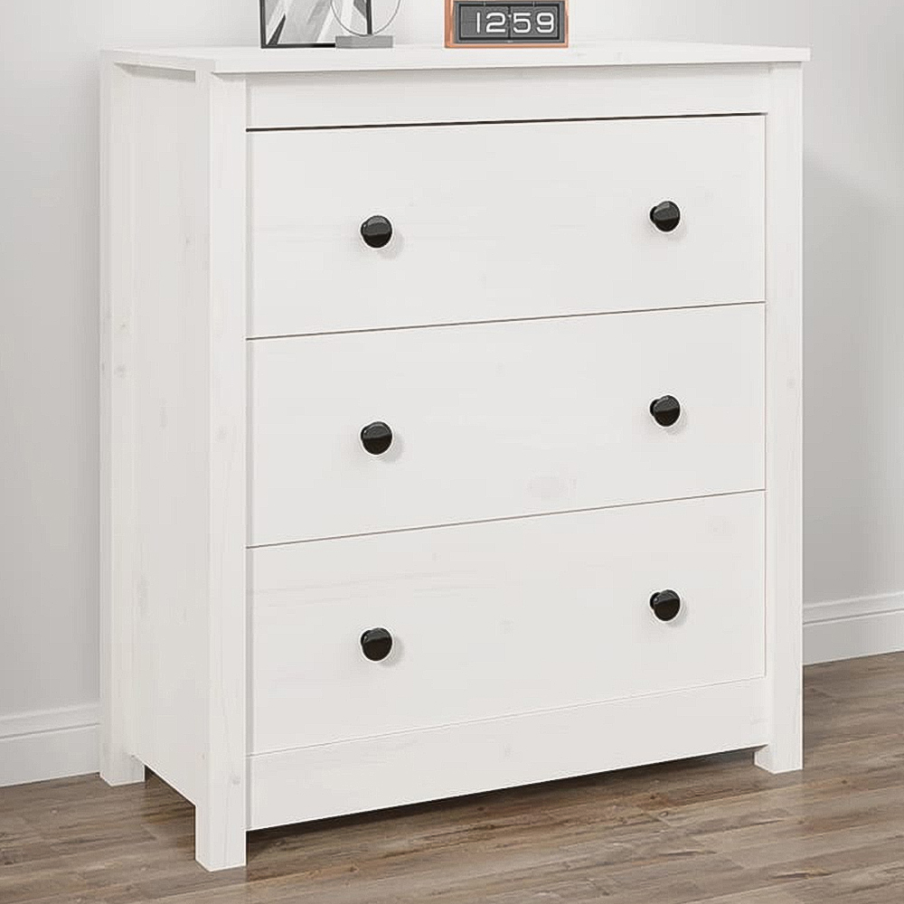 vidaXL White Pine Wood Sideboard Image