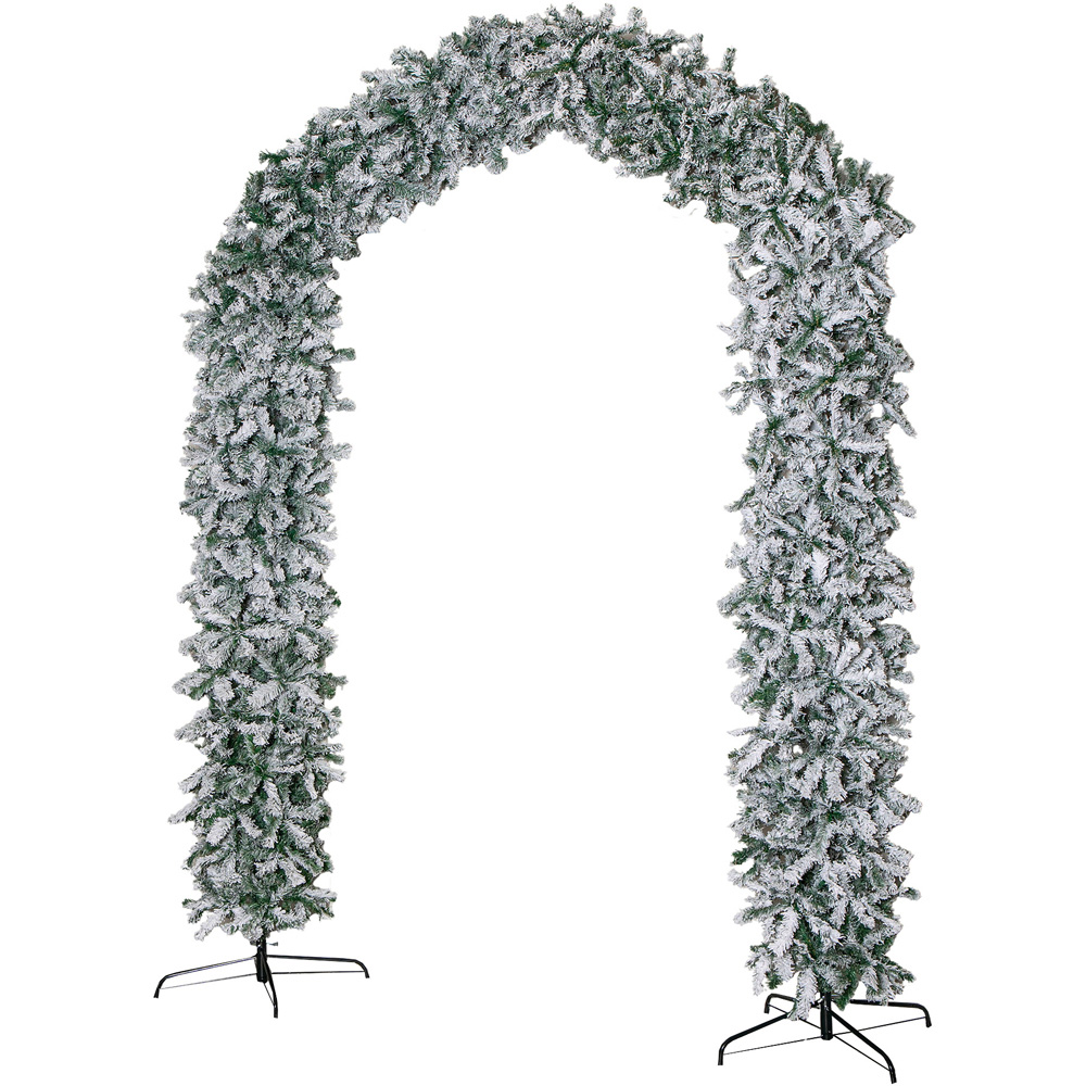 Samuel Alexander Double Door Snow Flocked Christmas Tree Arch with 2000 Tips 8ft Image 1