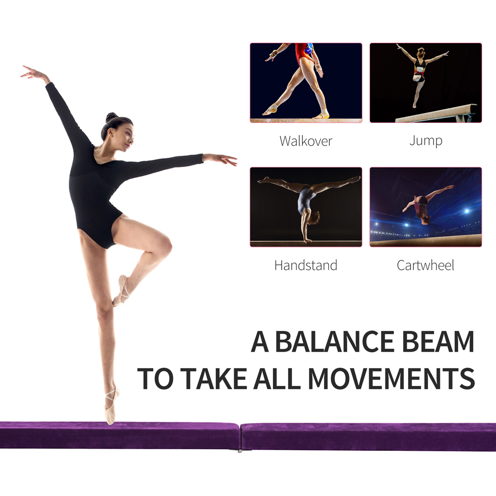 HOMCOM Purple Foldable Gymnastics Balance Beam 210cm Image 7
