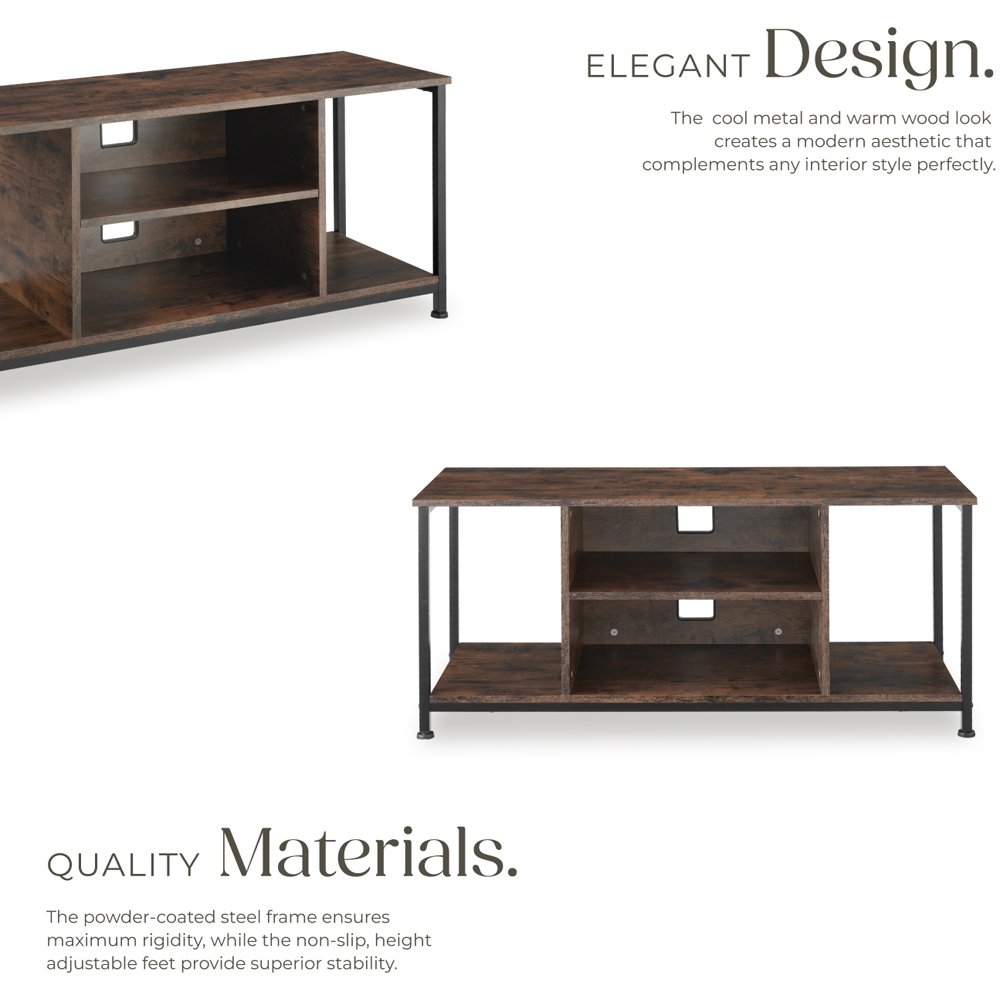 Tectake 4 Shelf Rustic Dark Wood TV Stand Image 4