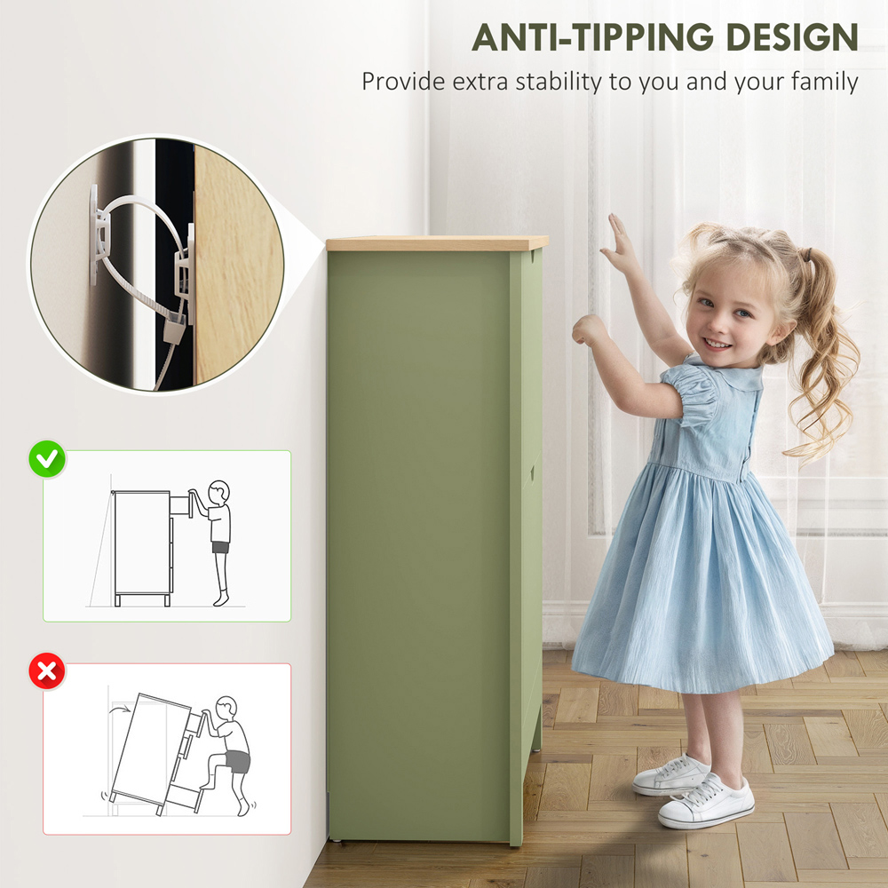 HOMCOM 2 Flip Down Drawer Charcoal Green Shoe Cabinet Image 7