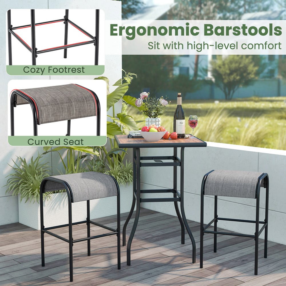 Costway Set of 2 Coffee Bistro Stools Image 5