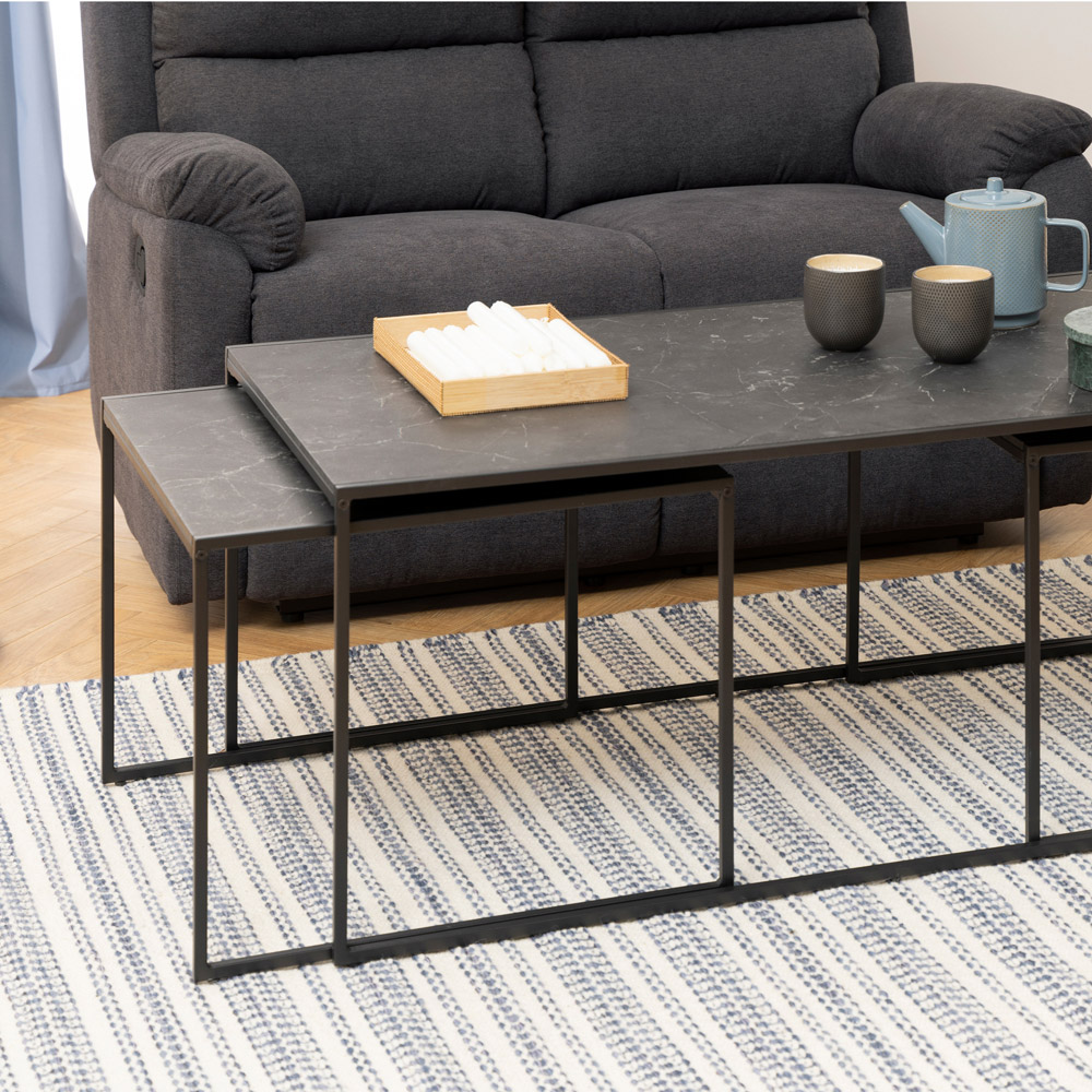 Florence Infinity Matt Black Nest of Tables Set of 3 Image 8