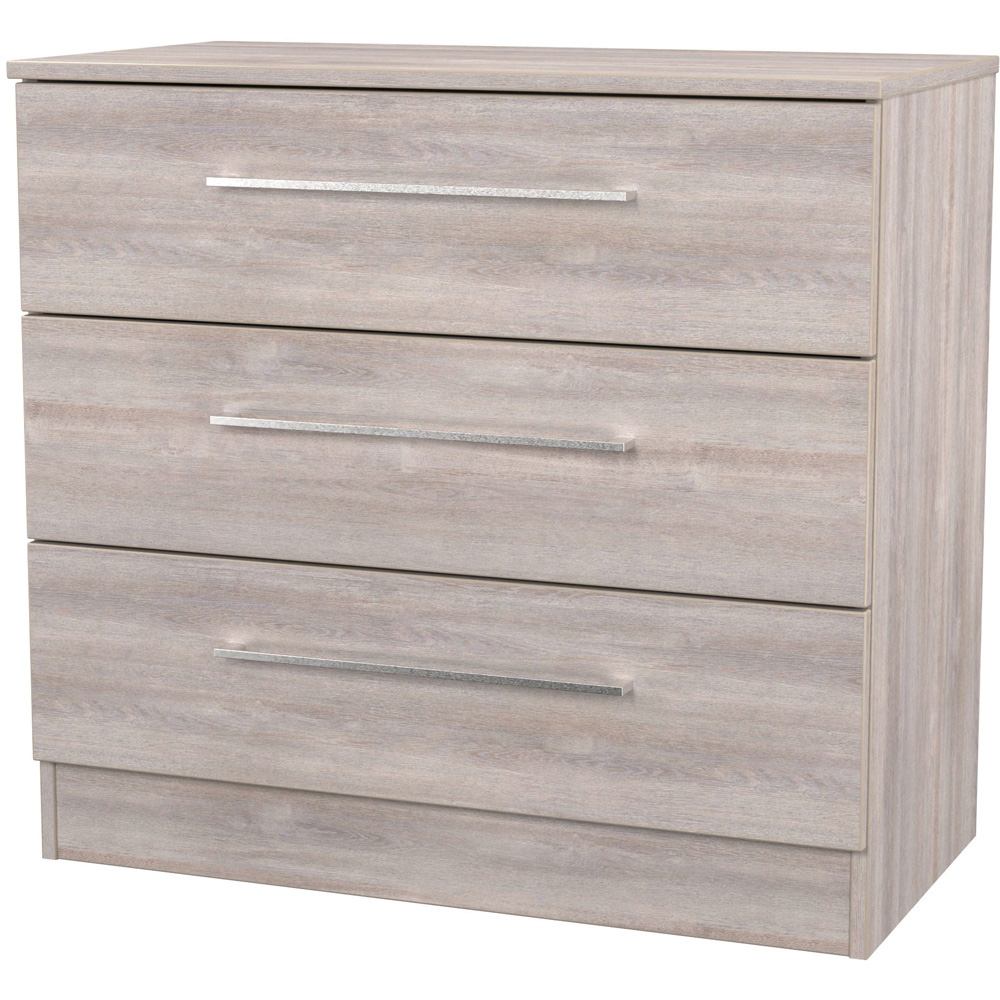 Crowndale Worcester 3 Drawer Grey Oak Chest of Drawers Ready Assembled Image 3