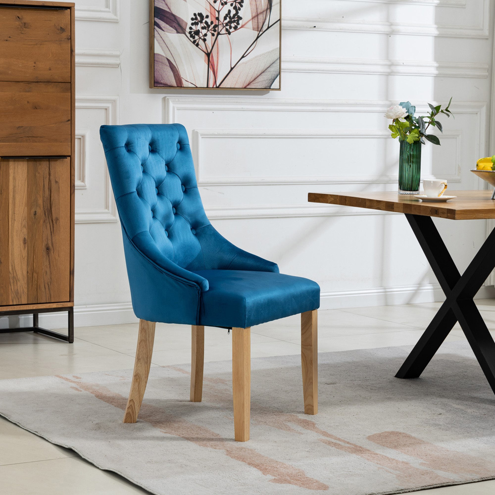Artemis Home Ravenna Set of 2 Blue Velvet Dining Chair Image 3