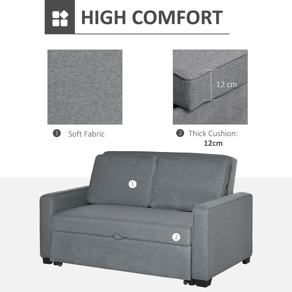 Portland Double Sleeper Grey Linen Touch Sofa Bed Image 7