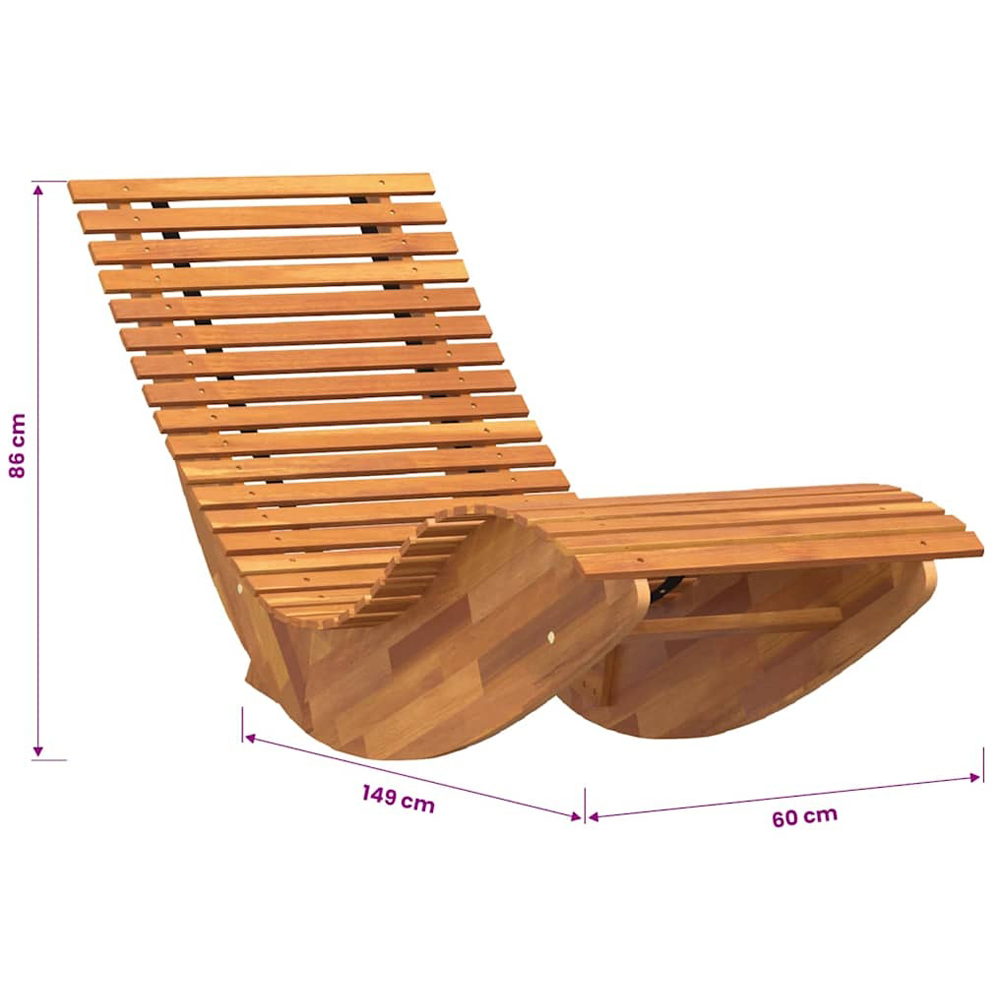 Walplus Set of 2 Acacia Wood Rocking Sun Lounger Image 9
