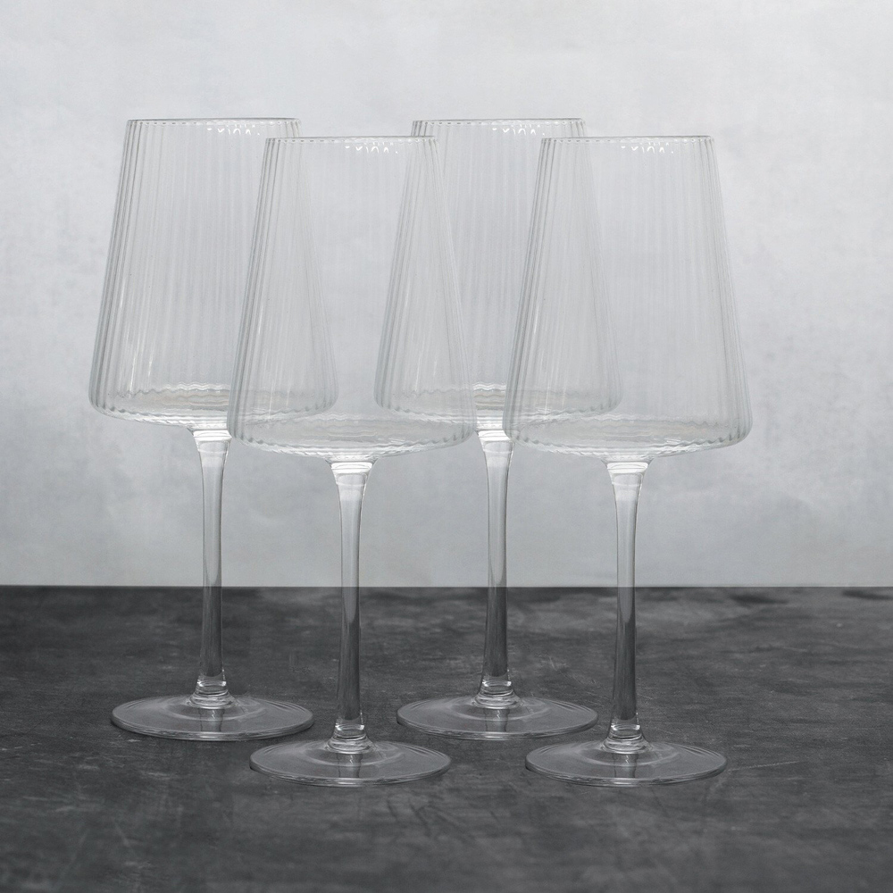 Enya Clear Ribbed Wine Glasses 4 Pack Image 2