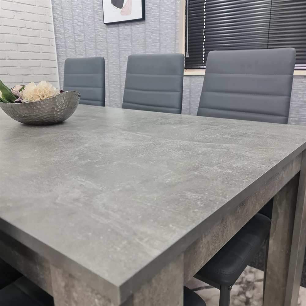 Kosy Koala 6 Seater Faux Leather Dining Set Stone Grey Effect and Grey Image 3