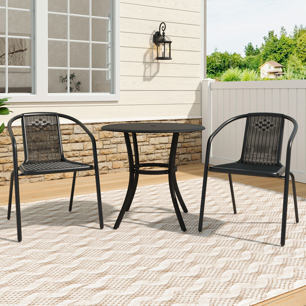 Living and Home Wicker 2 Seater Slatted Patio Set Image 1
