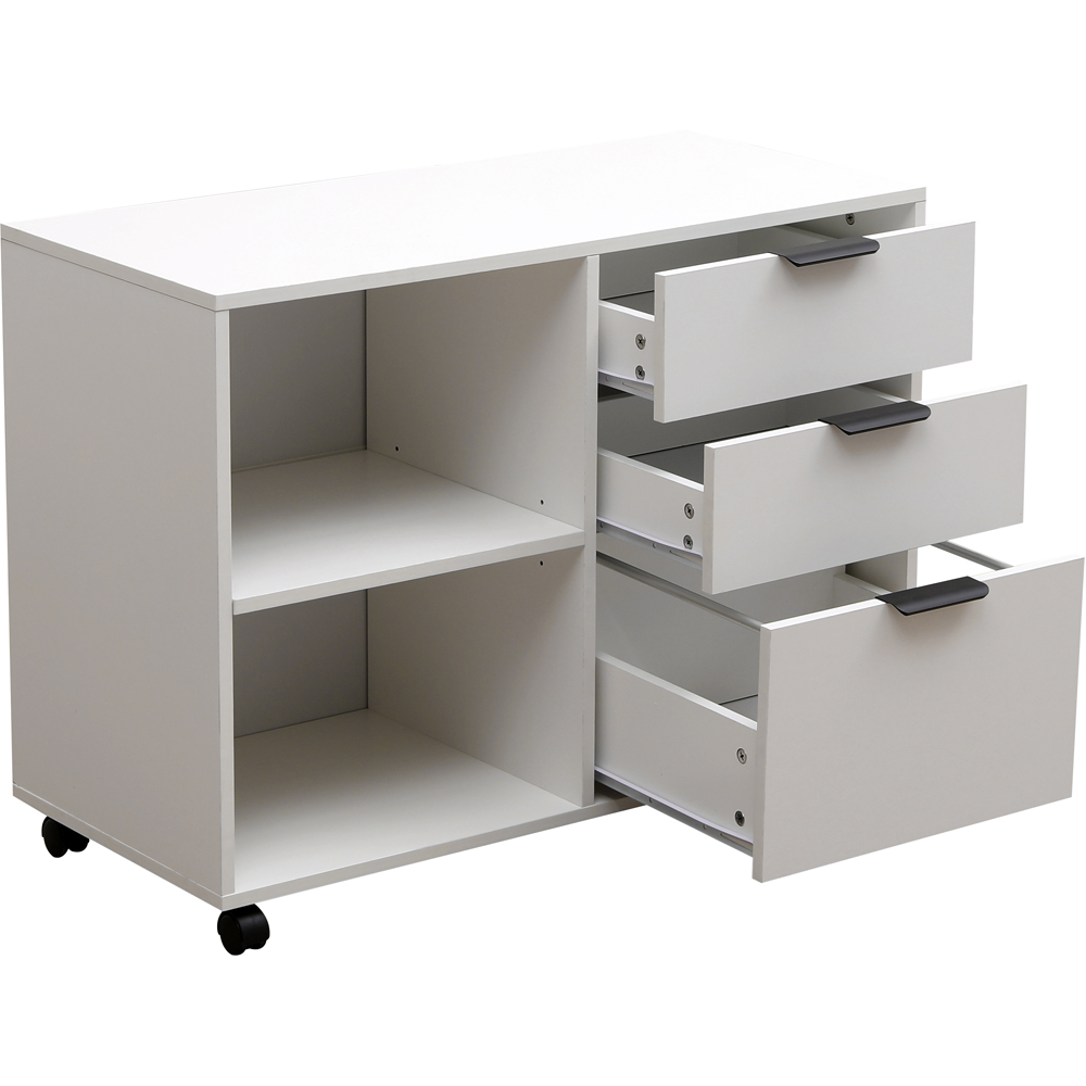MMT Furniture Designs 3 Drawer 2 Shelf White Under Desk Storage Cabinet Image 3