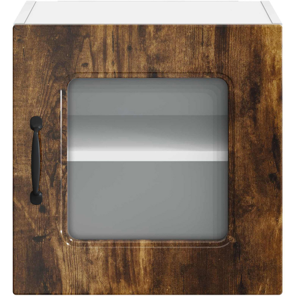 vidaXL Kalmar Single Glass Door Smoked Oak Wall Mounted Kitchen Cabinet Set of 2 Image 4