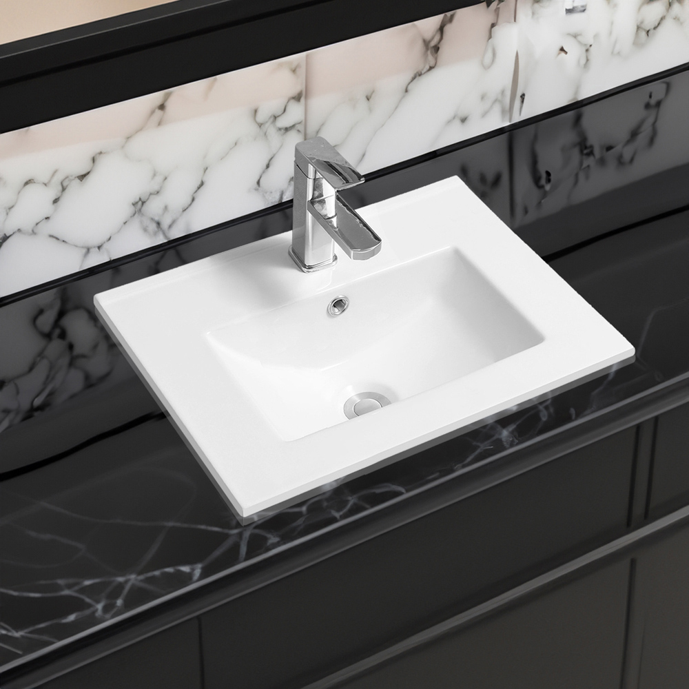 Limoge White Ceramic Thin Edge Inset Basin with Deep Scoop 510mm Image 2