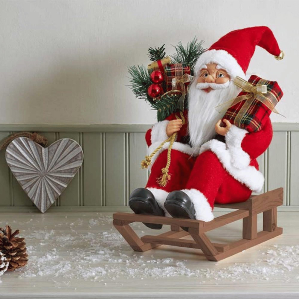 Samuel Alexander Red and White Traditional Santa on Sleigh Christmas Decoration 33cm Image 2