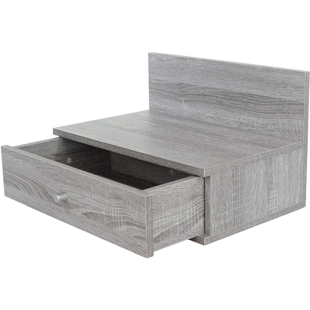 Core Products Kelly Single Drawer Grey Oak Effect Wall-Mounted Open Bedside Table Set of 2 Image 5