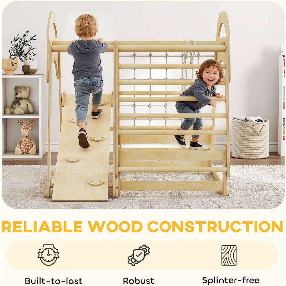 Tommy Toys AIYAPLAY 6-in-1 Kids Indoor Climbing Frame with Slide Monkey Bars and Ladder Image 6