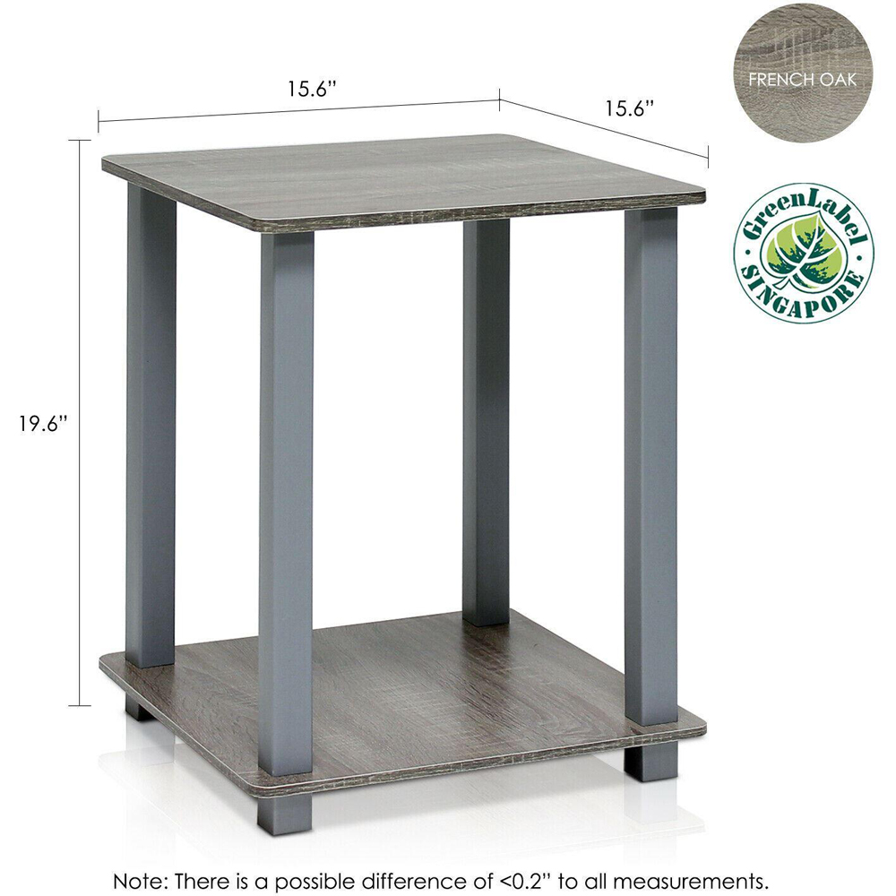 Walplus Simplistic French Oak Grey End Table Set of 2 Image 4