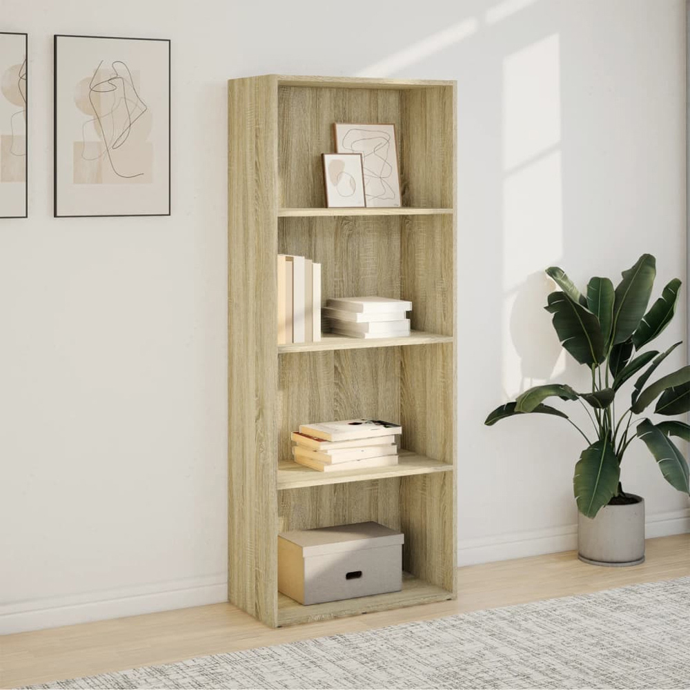 vidaXL 4 Shelf Sonoma Oak Bookcase Image 8