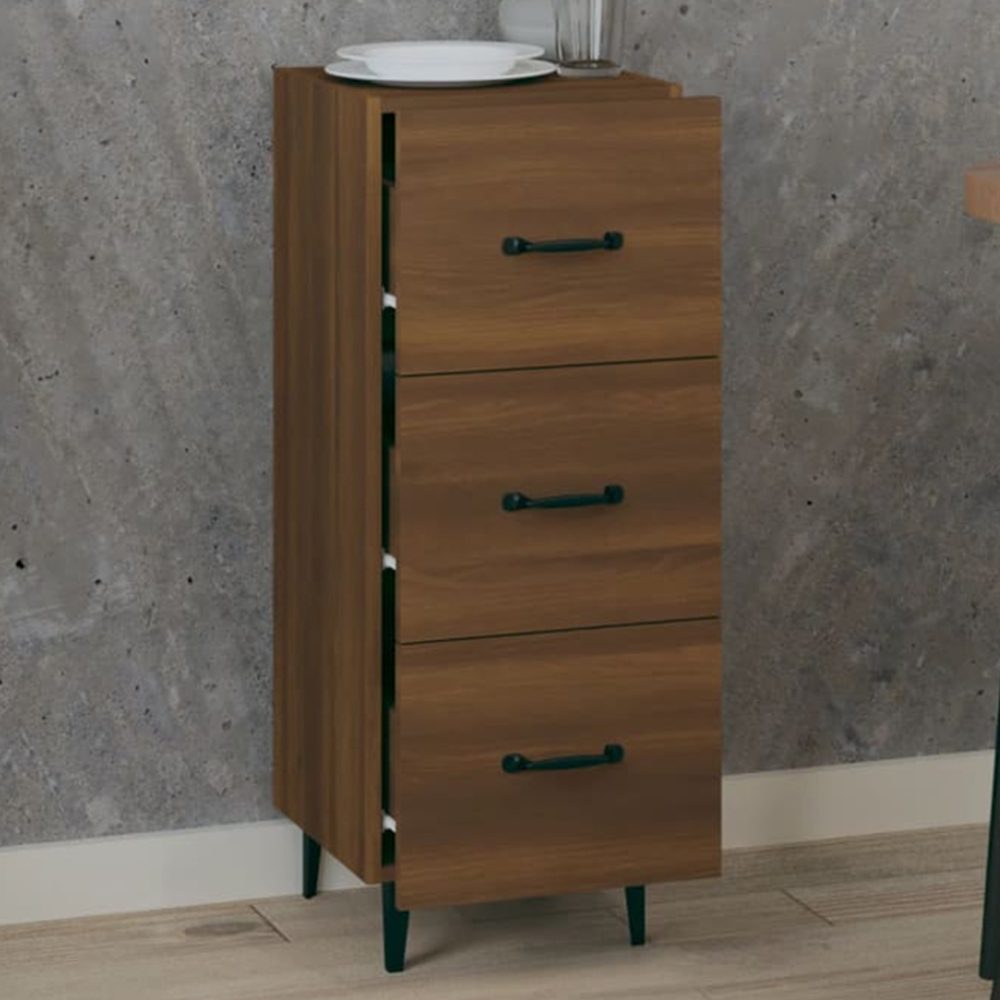 vidaXL 3 Drawer Brown Oak Sideboard Image 1