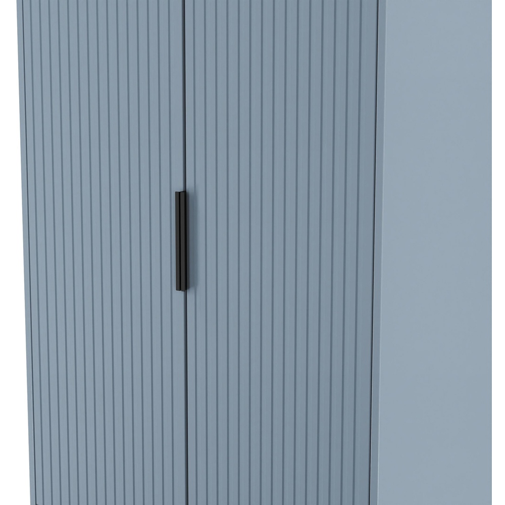 Crowndale Fluted 2 Door 2 Drawer Denim Blue Tall Wardrobe Ready Assembled Image 5