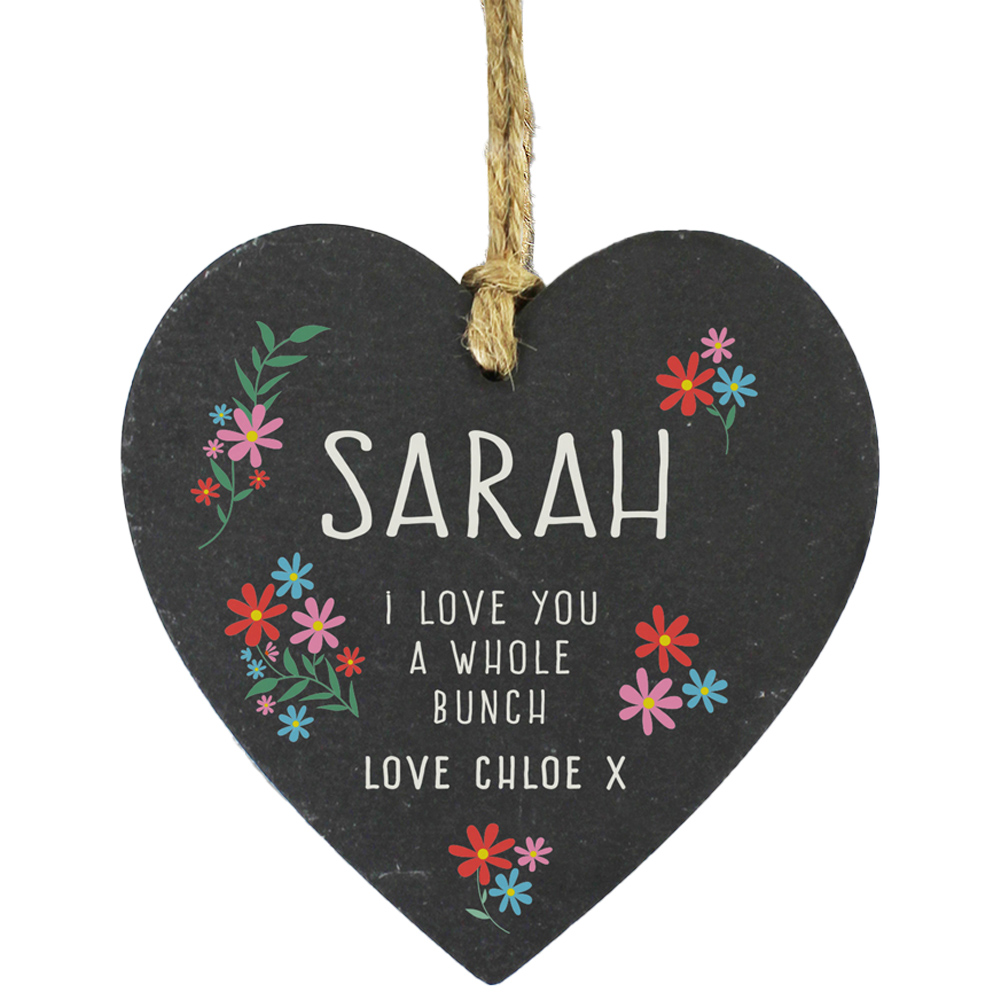 Personalised Memento Personalised I Love You A Whole Bunch Hanging Slate Heart Image 1