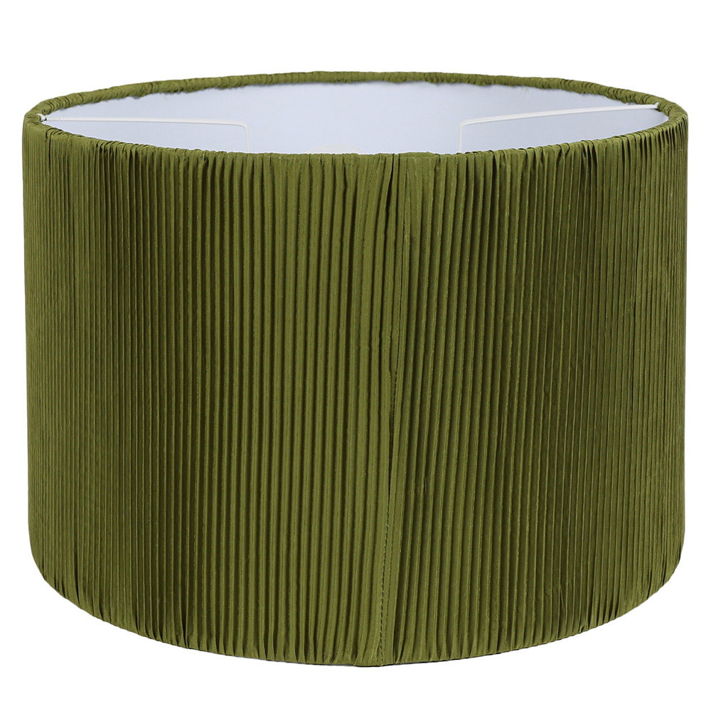 Olive Pleated Drum Lamp Shade Image