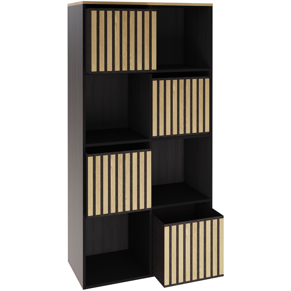 GFW Kube 4 Drawer 4 Shelf Black and Oak Storage Unit Image 4