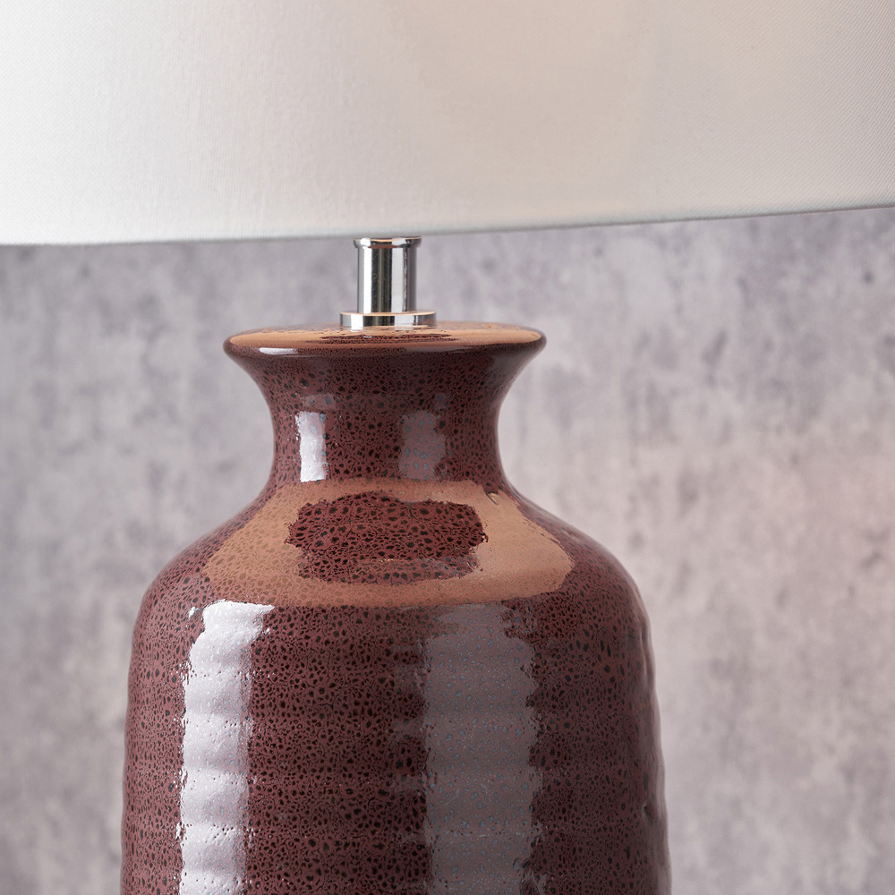 Pacific Lifestyle Helka White Fabric Shade Mulberry Robbed Glaze Ceramic Table Lamp Image 3