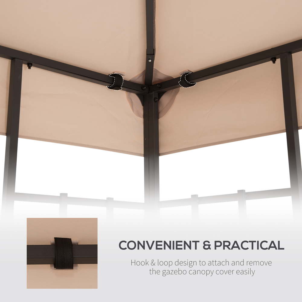Outsunny 3 x 3m 2 Tier Deep Beige Polyester Gazebo Canopy Replacement Cover Image 6
